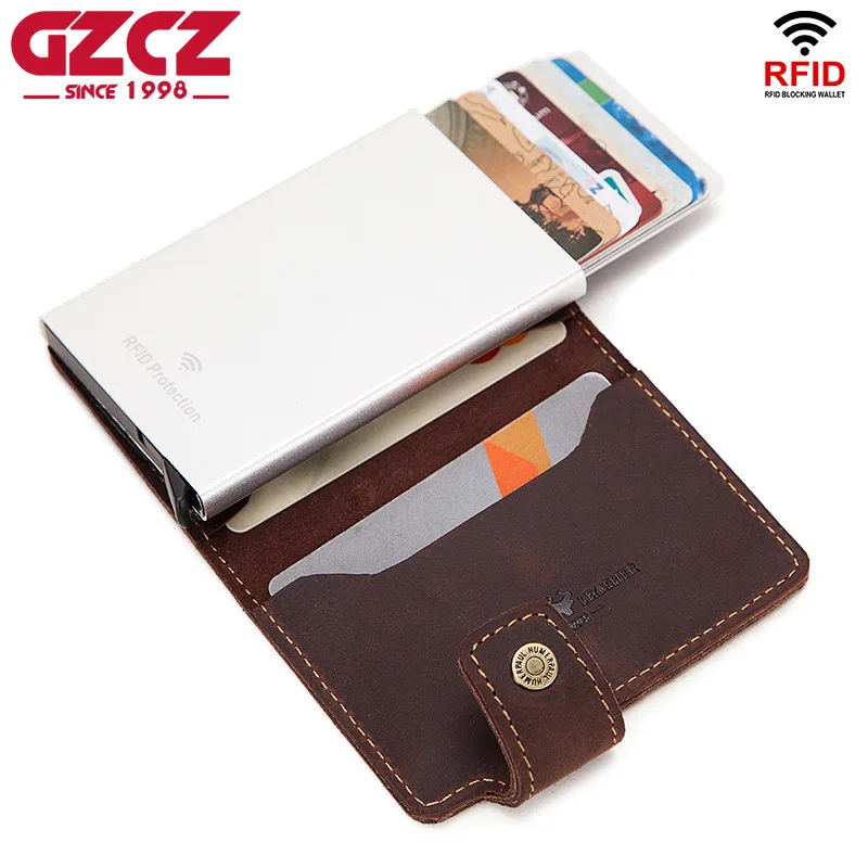 Мужской чехол для кредитных карт из натуральной кожи с Rfid защитой|Держатели и