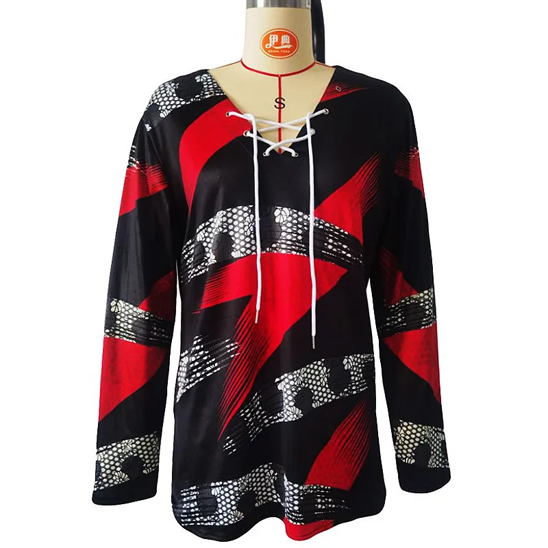 2022 Winter Belt Spring Autumn Women Plus Sizes Large Big Loose Sexy Printed Vintage T Shirts Tops Full Long Sleeve