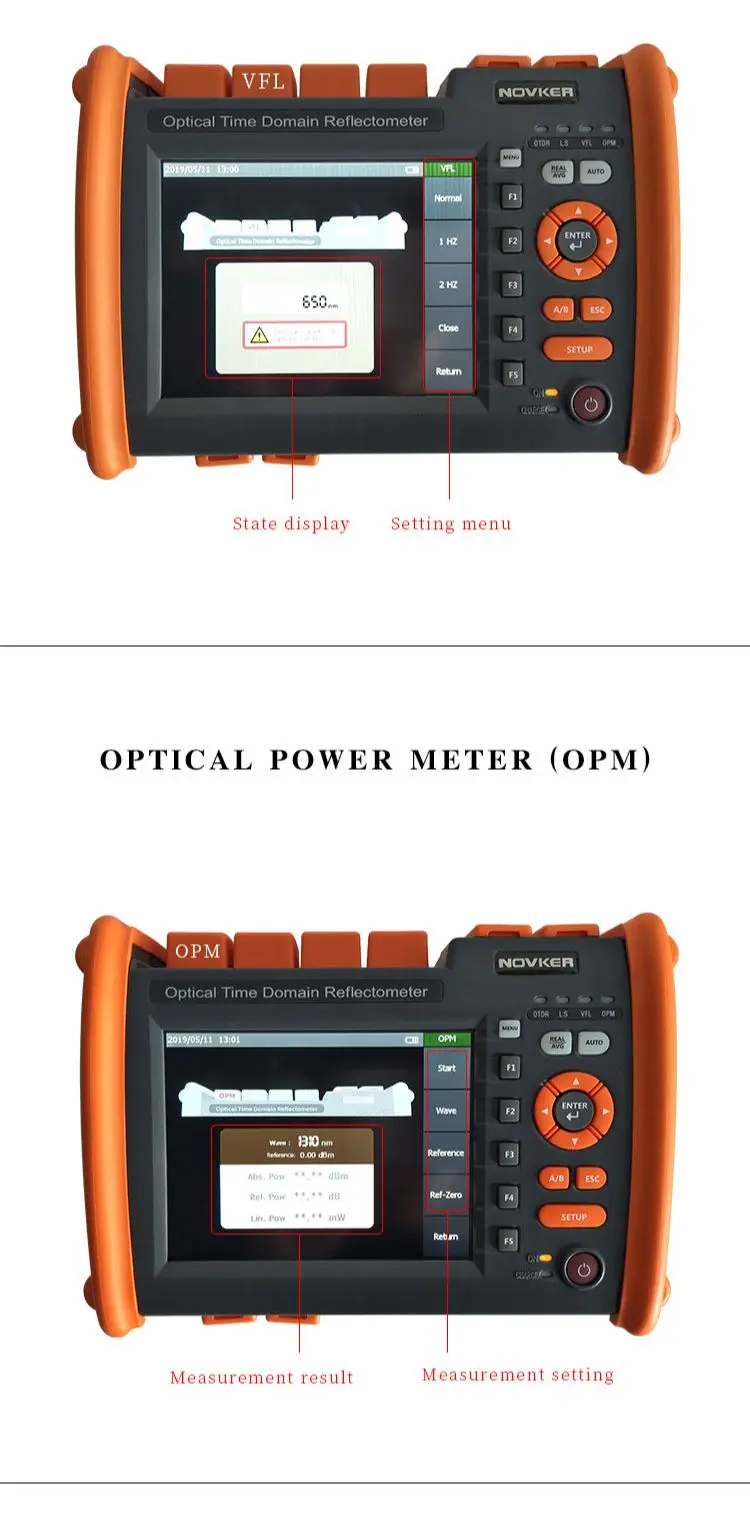 NK5600 Fiber Optical OTDR 1310/1550nm 32/30DB SM Optic Fiber OTDR Tester With VFL OPM Light Source Function