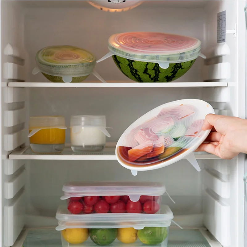 6 шт./компл. многоразовая силиконовая крышка для упаковки пищевых продуктов