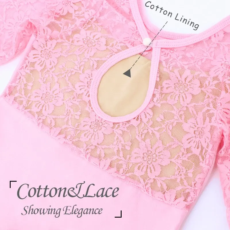 

Girls Ballet Dress Gymnastic Leotards Lace Skirted Leotards Long Sleeve Kids Toddler Gymnastic Swimsuit For Dancing