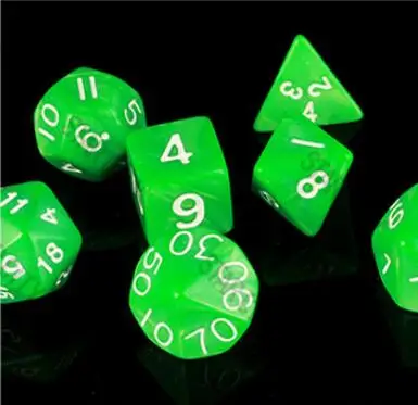 7 шт./пакет многогранные кости набор D4, D6, D8, D10, D10%, D12, D20 красочные аксессуары для Настольная игра RPG Подземелья и Драконы DnD MTG - Цвет: GREEN