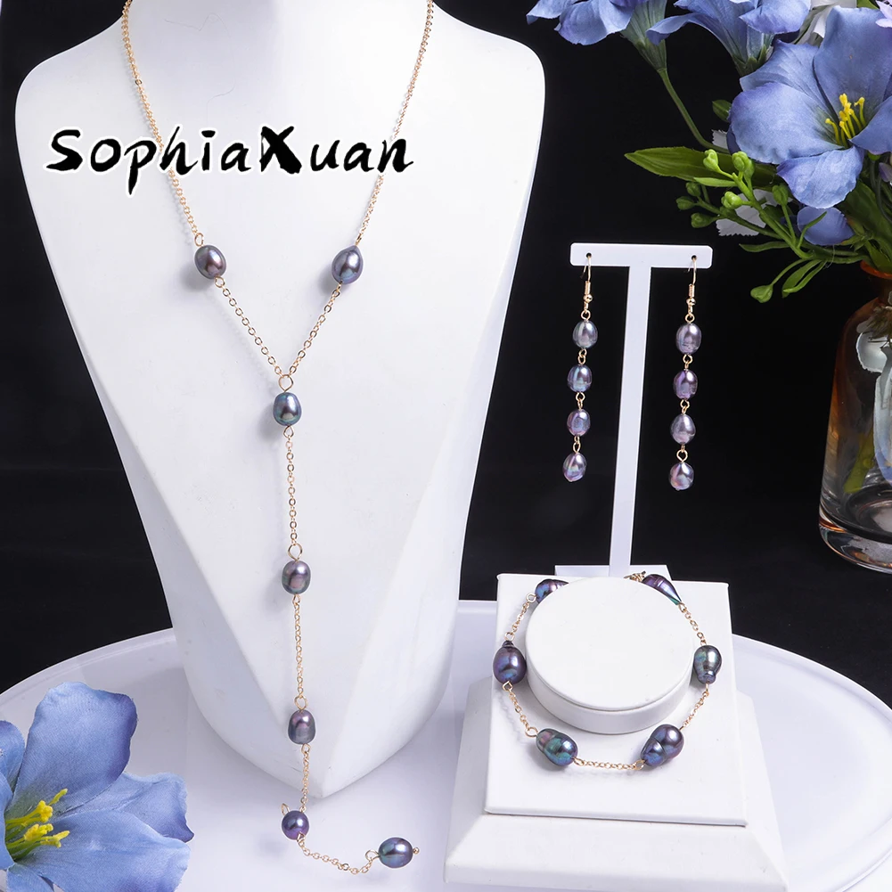 

SophiaXuan Jewelry Sets Hawaiian Freshwater Pearl Polynesian Necklace and Bangles Fashion Necklaces Earrings for Women 2021