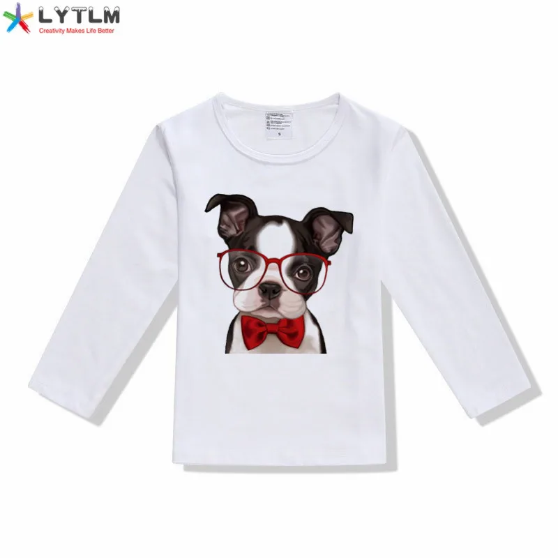 LYTLM/Летняя одежда для маленьких девочек с 3D рубашка Мопсом футболка Топы длинными
