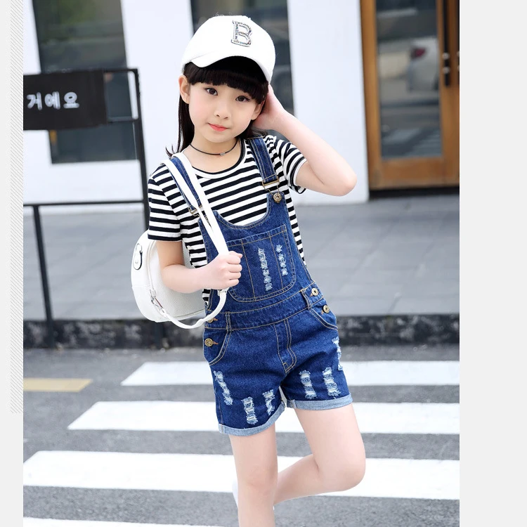 Комбинезон для девочек новинка 2024 летний короткий комбинезон короткие джинсы
