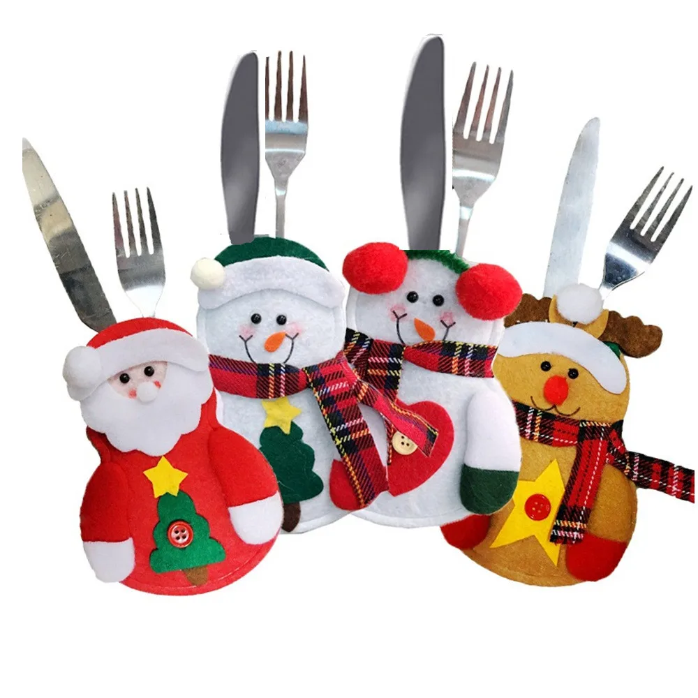 Новогодний Карманный держатель для столовой посуды в виде Санты шляпы