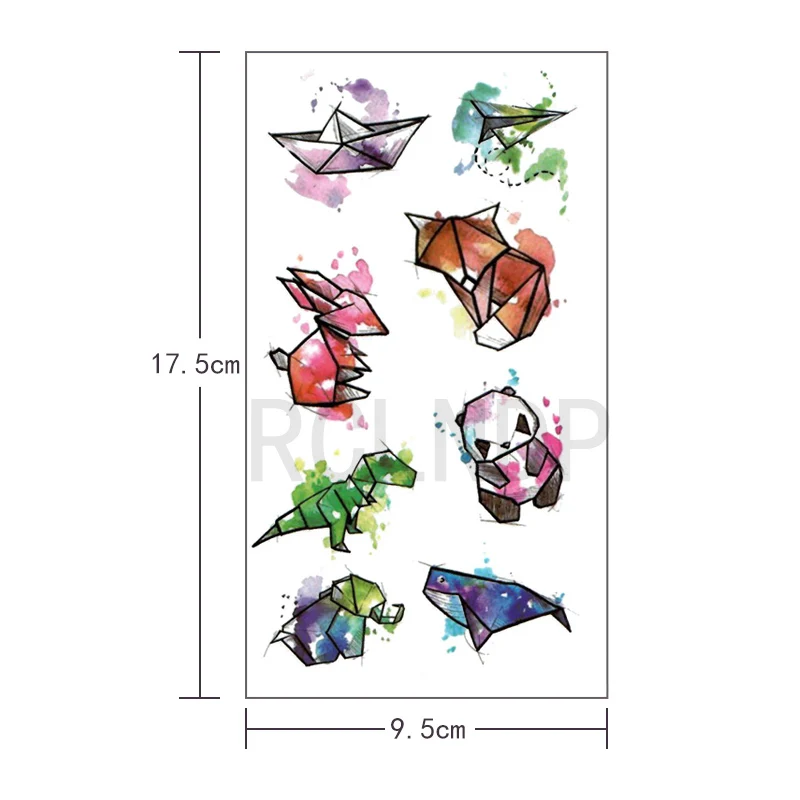 Водонепроницаемая Временная тату-наклейка лиса динозавр панда слон Кит-лодка