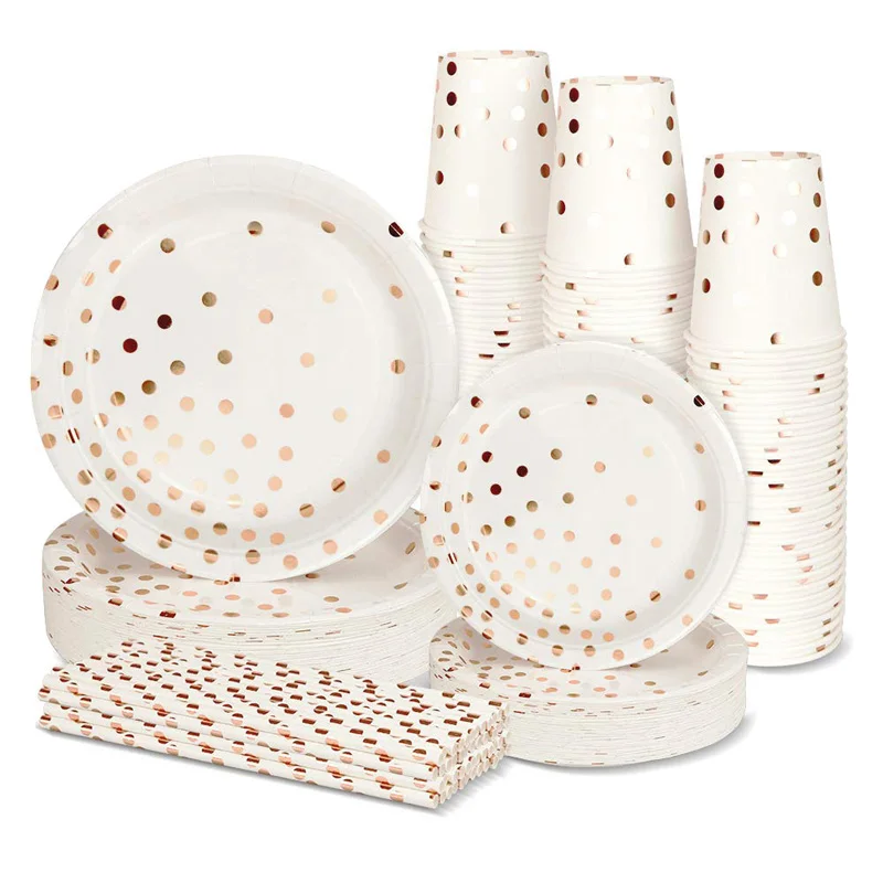 Розовое золото вечерние одноразовая посуда набор одежда для свадьбы дня