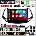 Автомобильный мультимедийный плеер с навигацией, 8 + 128G для Jeep Compass 2 2016 2017 2018 Android 11 4G радио 2 Din Carplay AM RDS IPS DSP 128G