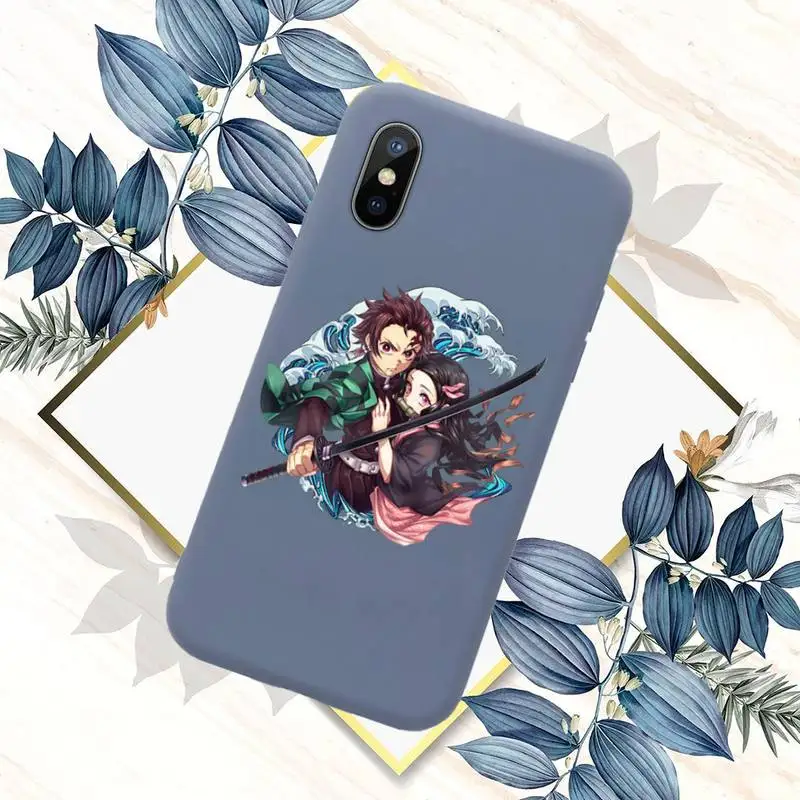 

Cute Japan Demon Slayer Phone Case Blue Candy Color for iPhone 11 12 mini pro XS MAX 8 7 6 6S Plus X SE 2020 XR