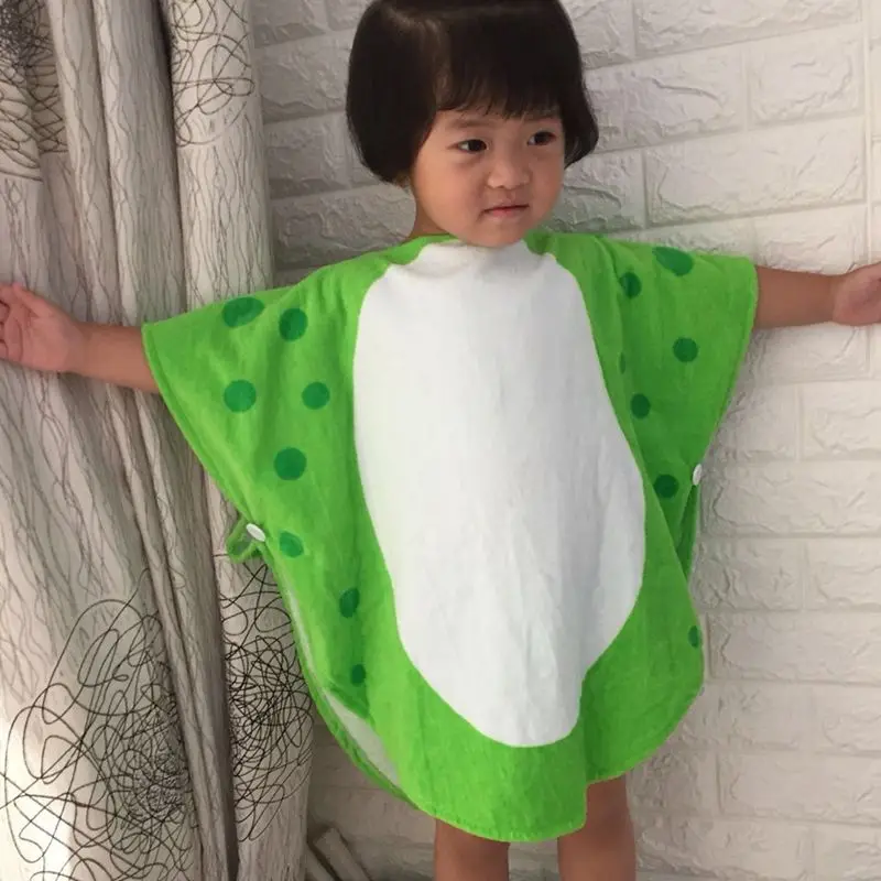 Children Bath Towel Robe Kids Hooded Beach Swimming Poncho Dinosaur Pattern(Green+White 55 Cm x 110 Cm) | Дом и сад