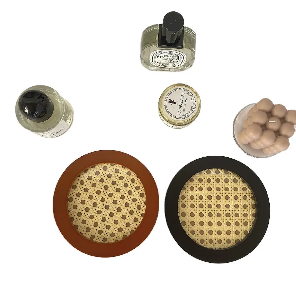 Поднос из ротанга ручной работы с отделкой под дерево настольный органайзер