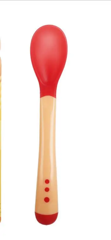 1 Pc Red Spoon Набор детской посуды, Детская обучающая посуда для кормления, детская посуда, чувствительная к температурам, ложка+ чашка на присоске, Набор чашек - Цвет: 1 Pc Red Spoon