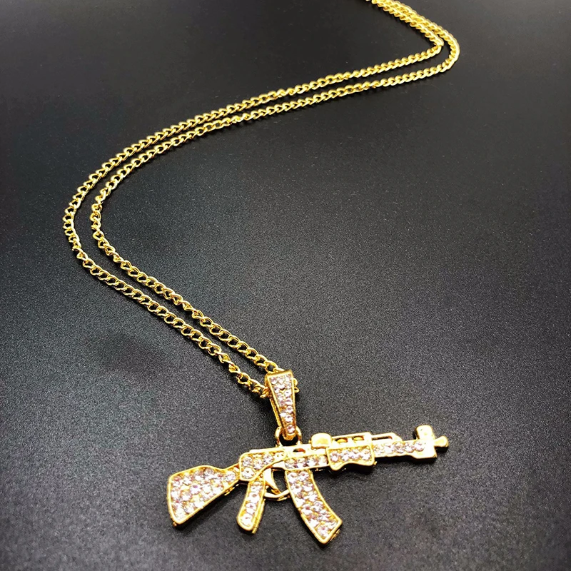 

Cute Crystal Pistol Charms Gun Dragon Necklace For Women Golden Silver Color Jewelry letters Geometric Necklace Choker Pendant
