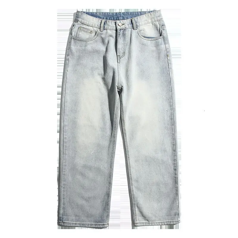 

Men's Solid Color Jeans Korean Casual Fashion Loose Harajuku Streetwear Wide-leg Pants Straight-leg Pants Men Ankle-length Pants