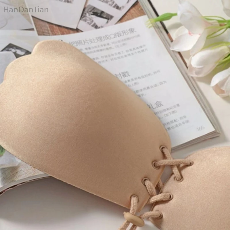 Женский самоклеящийся бюстгальтер без бретелек однотонный гелевый силиконовый