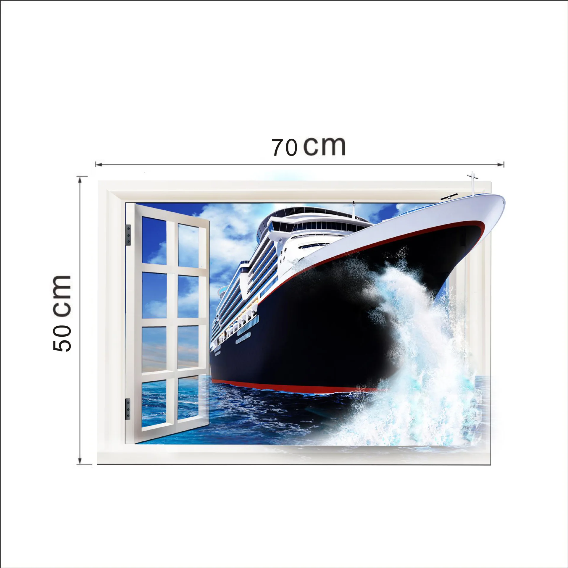 

3D creative false window ocean ship living room bedroom children's room environmental protection decoration wall stickers