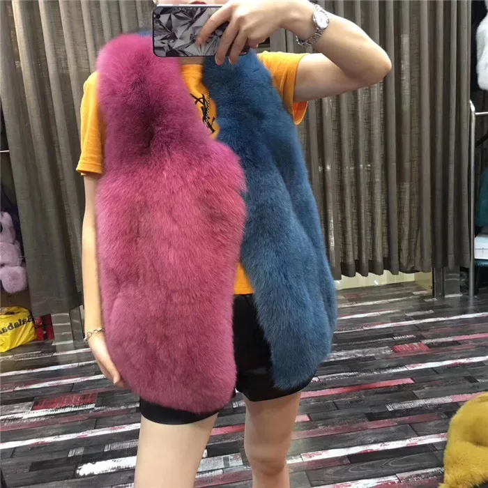 color 10 Winterjas dames натуральный Полный Пелт Настоящий Лисий Мех жилет костюм воротник женский натуральный Лисий жилет Зимний Средний Waiscoat - Цвет: color 10