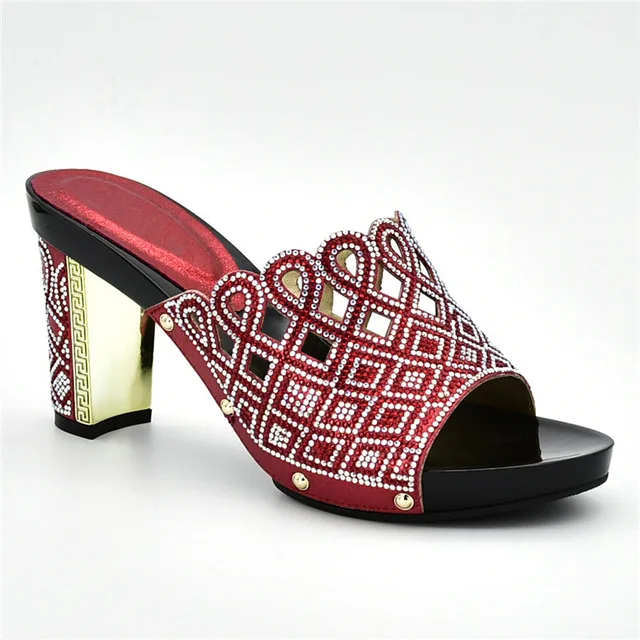 Red shoes only Модный итальянский комплект из туфель и сумочки, вечерние женские комплекты из туфель и сумочки в нигерийском стиле, украшенные стразами - Цвет: Red shoes only