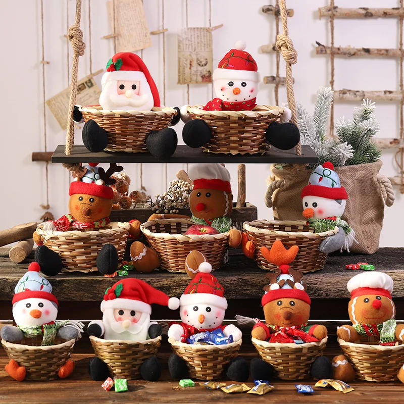 

2021 Merry Christmas Candy Storage Basket Decoration Santa Claus Storage Basket Gift Christmas Decorations For Home