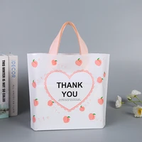 50pcs thank you gift bags with handles thicken large peach pattern plastic bag supermarket clothing store shopping bag