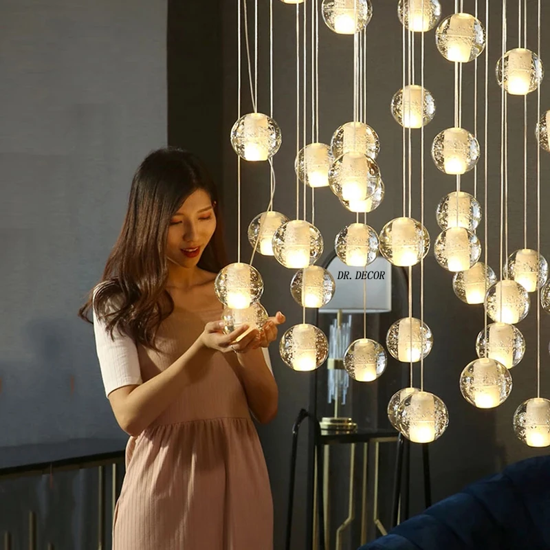 Светодиодные подвесные светильники в скандинавском стиле с хрустальным шариком