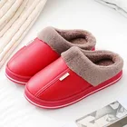 Женские уютные теплые тапочки, Нескользящие водонепроницаемые тапочки с подкладкой, флисовые домашние меховые тапочки из искусственной кожи для пар