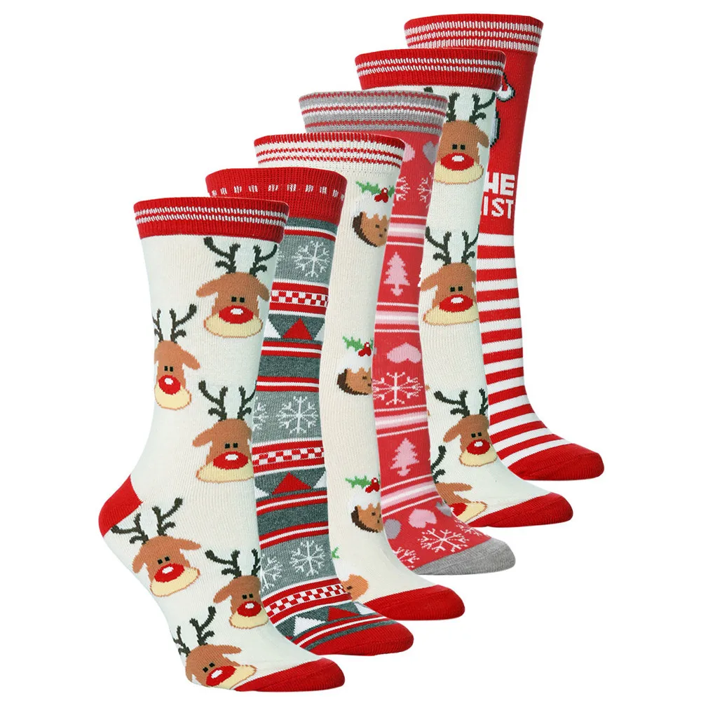 

2019 Winter Fashion Unisex Christmas Socks Funny Women Socks Kawaii Elk Santa Christmas Tree Harajuku Happy Warm Socks