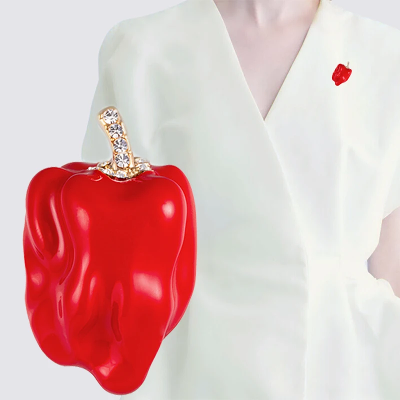 Эмалированные Броши с красным перцем для женщин и мужчин вечерние из сплава