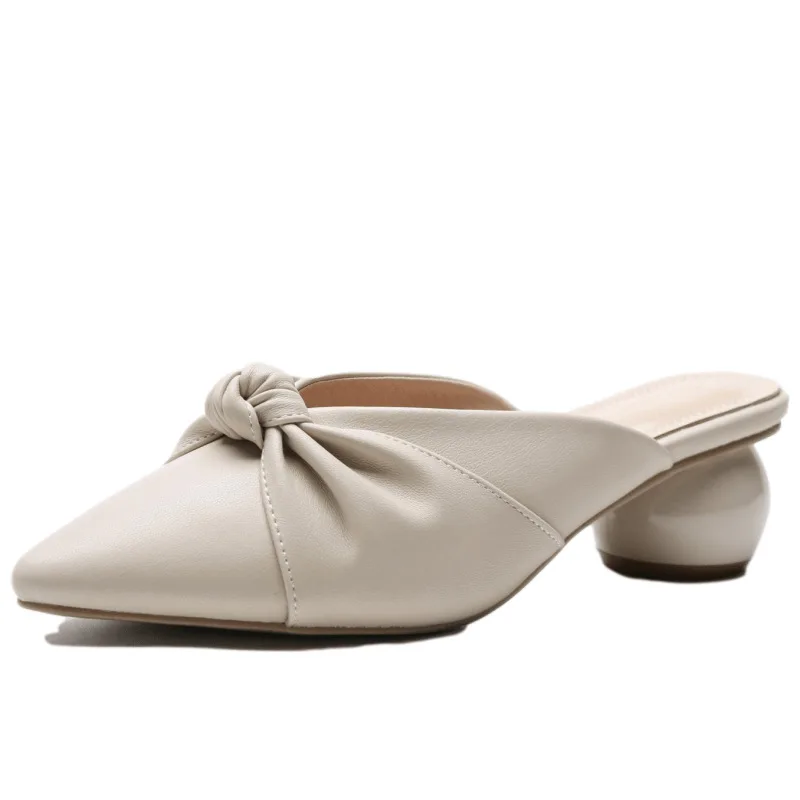 Женские брендовые дизайнерские кожаные шлепанцы туфли без задника с острым