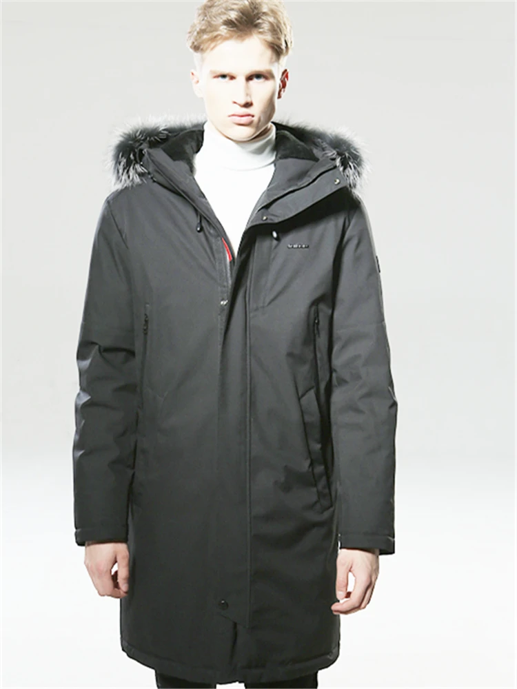 

SHARK FORCE Men Jackets Cotton Padded Windbreaker Silver Fox Fur coat Winter Business Casual Outwear