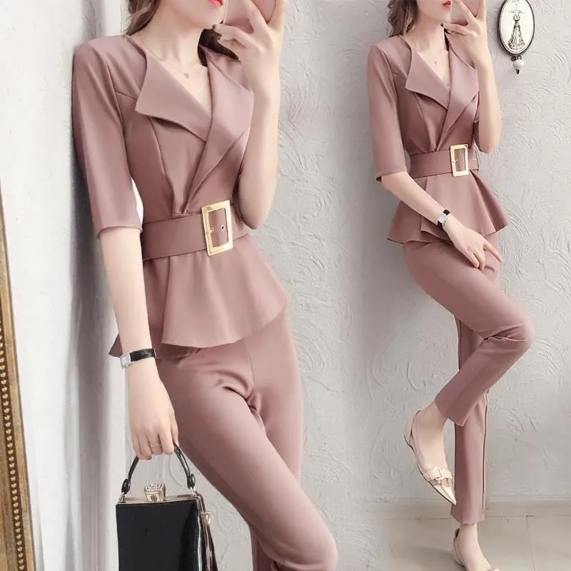 

Design Office Lady Womens Suits Blazer With Pants Korean Style Jacket And Pants Women Suits Office Sets Conjunto Feminino