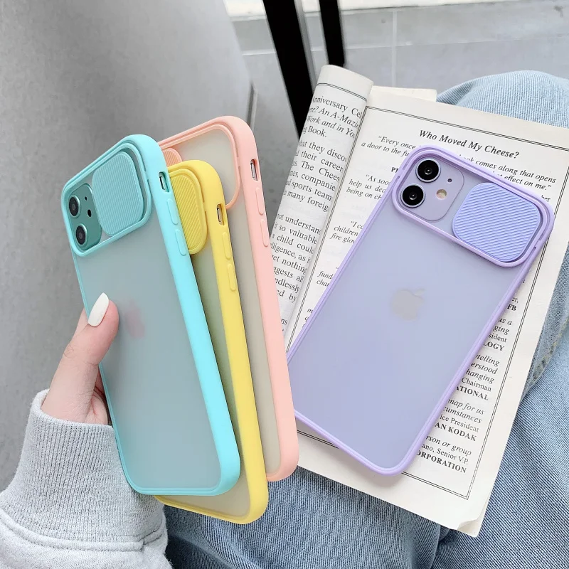 

Slide Camera Lens Protection Phone Case For iPhone 11 Pro 12Pro XR XS Max 6S 7 8 Plus X Matte Transparent Soft Back Cover Shell