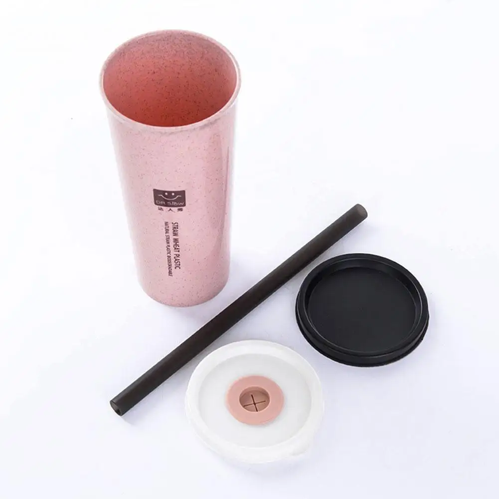 

450ml Travel Office Coffee Tea Student Straws Water Wheat Drink Hiking Bottle Sport Bottle Straw Tour Portable J8D7