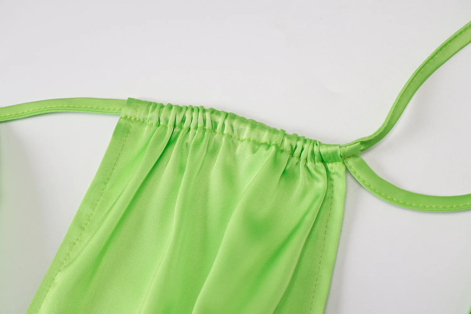 

Satin Women Strap Mini Dress Lace Up Ruched Drawstring Bodycon Sexy Backless Elegant Party Club 2021 Summer Clothes