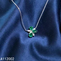 kjjeaxcmy fine jewelry natural emerald 925 sterling silver new women pendant necklace chain support test luxury lovely