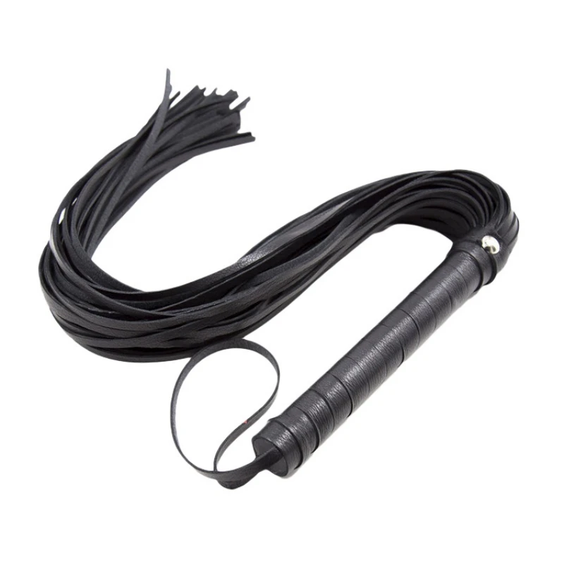 

Black 48cm Faux Leather Whip Riding Crop Party Handle Flogger Queen Black Horse Whip for Horse Racing Riding Entertainment