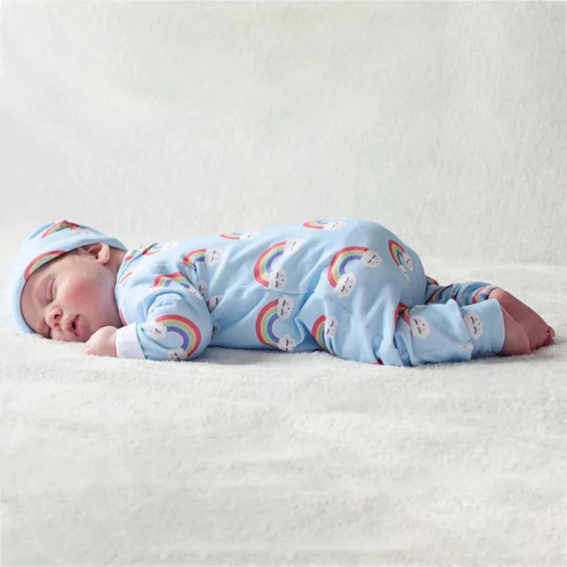 Одежда для малышей осенний хлопковый комбинезон с длинными рукавами и рисунком