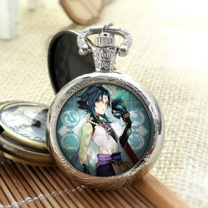 

Fashion Genshin Impact Chain Smooth steel Quartz Pocket Watch Vintage Roman Nmber Dial Pendant Watch Gifts Clock Pocket watch