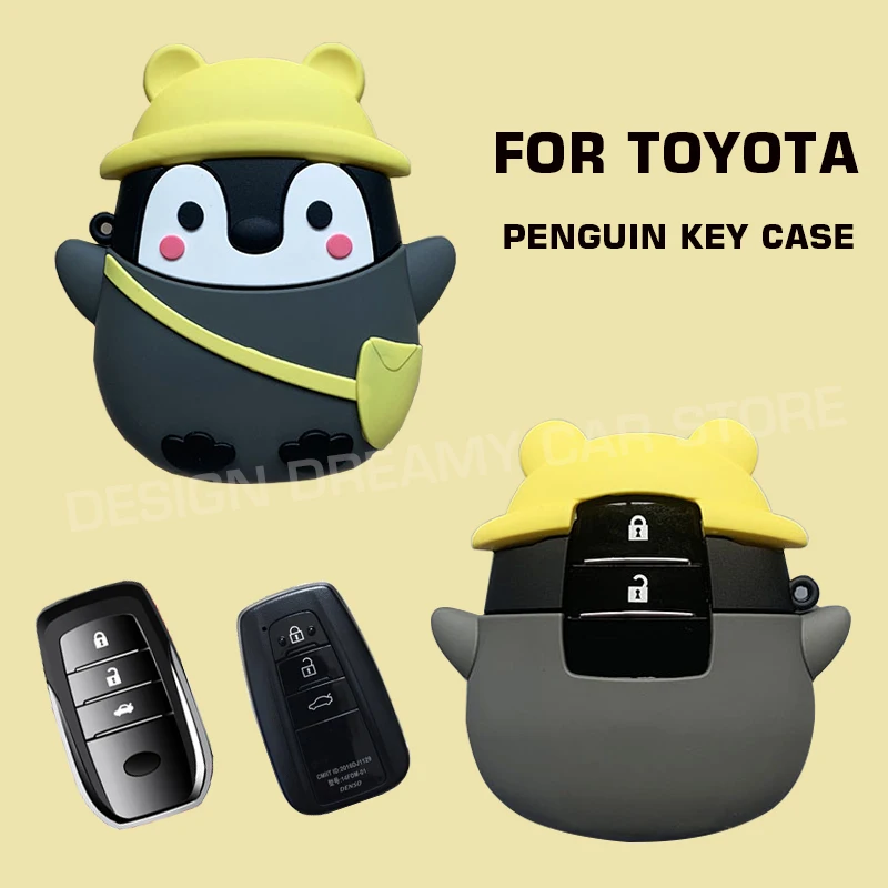 Чехол с милым пингвином для автомобильных ключей Toyota Chr Rav4 Auris Avensis Prius Aygo Camry Corolla