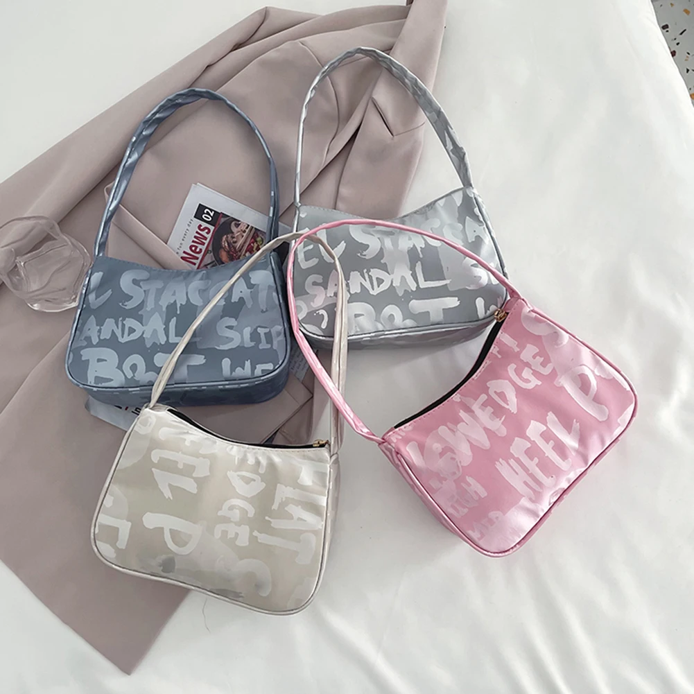 

Women's Bag Vintage Letters Printing Underarm Shoulder Bag Female Bag 2021 Casual Small Purse Fashion Design Shopper Handbags