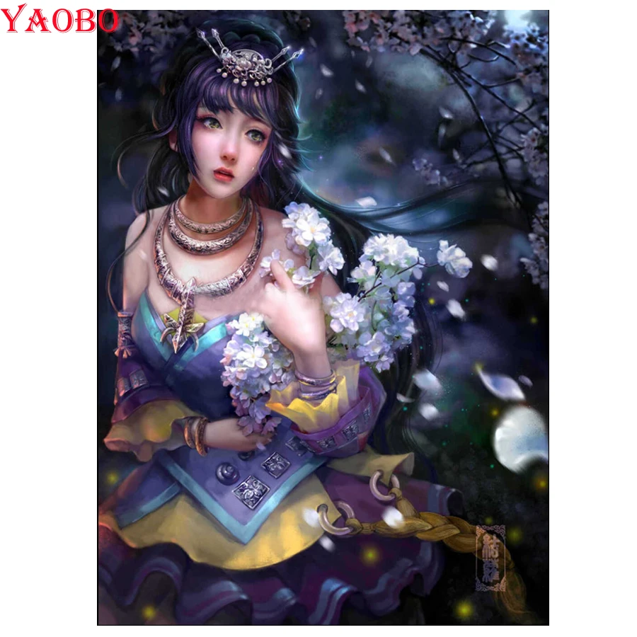 

Yao Bo Diamond Painting flower beautiful woman Cross Stitch Full Square Diamond Embroidery Mosaic Picture Of Rhinestones icons