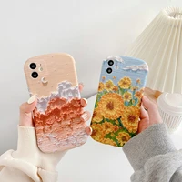 art retro oil painting sunflower flowers phone case for iphone 11 pro max xr x xs max 7 8 puls se 2020 cases soft silicone cover