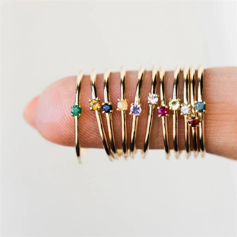 

XINSOM Korean Fashion Multicolor CZ Rings For Women Minimalist Party Wedding Female Finger Rings Copper Jewelry Girls Gift