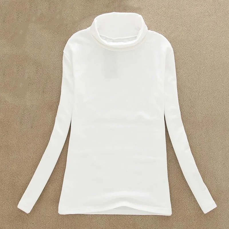 Женская футболка модная женская однотонная водолазка Повседневная с длинным