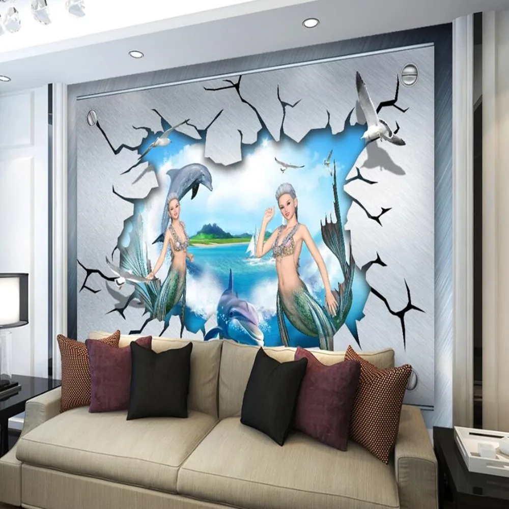 Большие Настенные обои milofi на заказ с изображением русалки Дельфина
