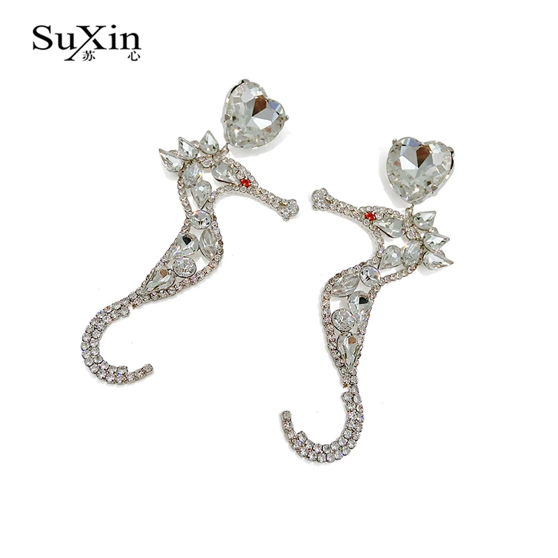 SuXin длинные женские серьги с характером формой гиппокампа Искусственные