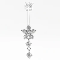 925 sterling silver belly button ring flower cubic zircon fashion navel piercing jewelry for wmen