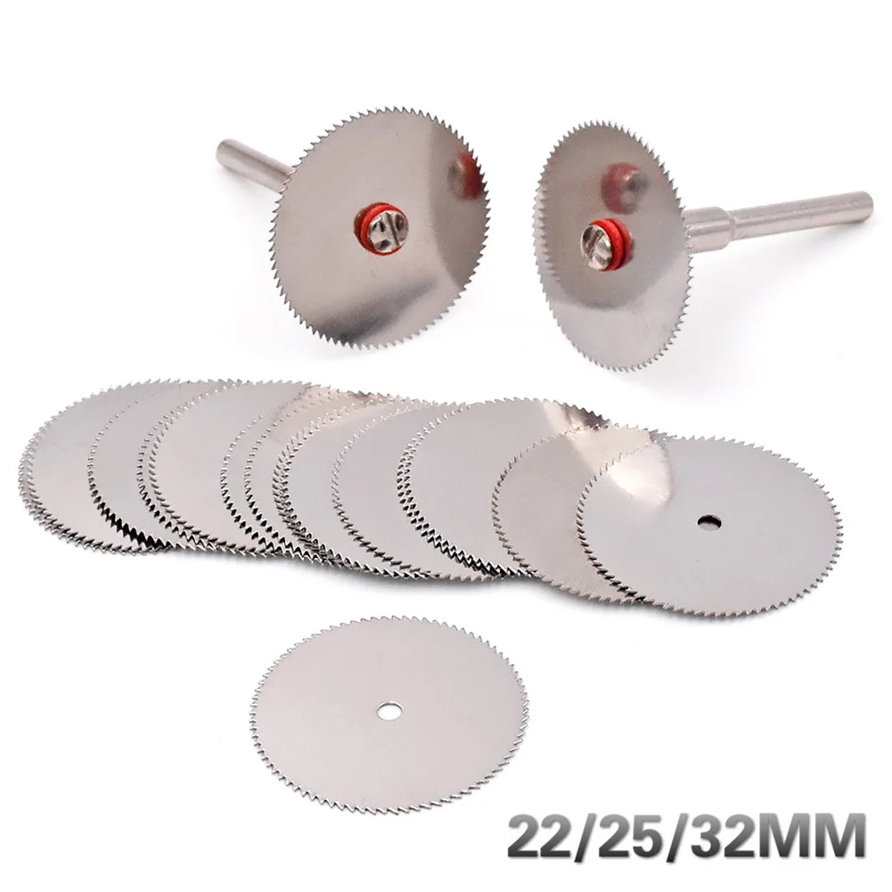 

10pcs Kit Mini HSS Circular Saw Blade Rotary Tool Metal Discs Tool Free 2pcs Rod Rotary Cutting Woodworking Power Dril