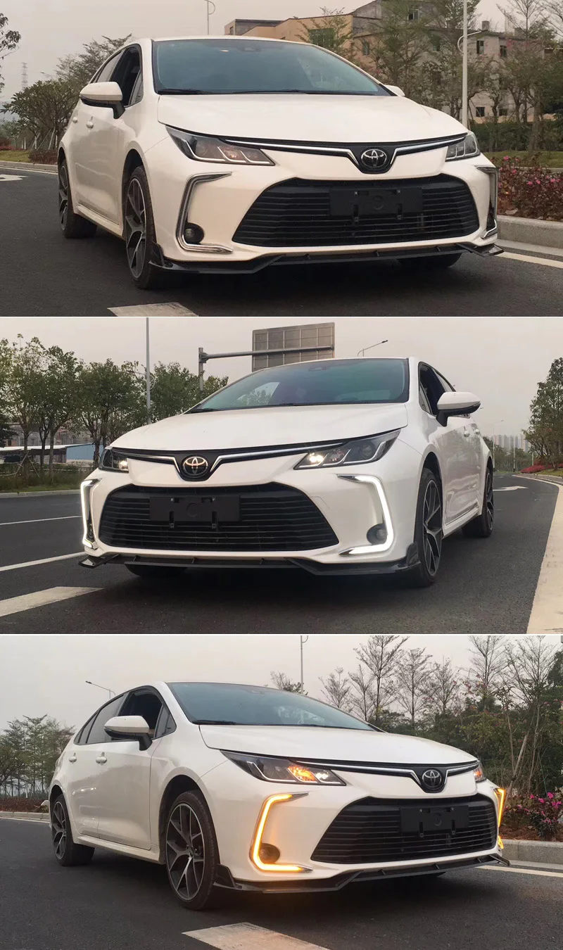 Для Защитные чехлы для сидений, сшитые специально для Toyota Corolla светодиодный DRL Габаритные огни с желтым сигналом поворота лампа передний бампер для автомобильного стайлинга